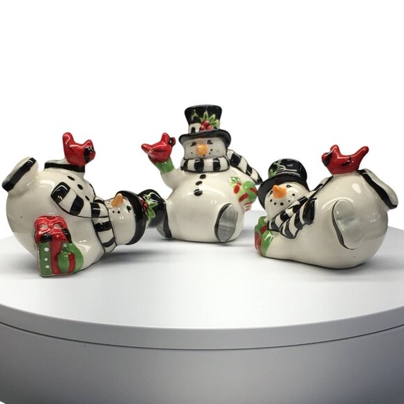 Fits and Floyd Other - Fits and Floyd Snowman Tumbler Figurines Christmas Holiday Decor - Set of 3